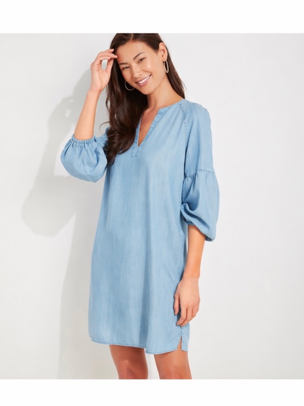 Vineyard Vines Light Chambray Blue Long Sleeve Tunic Dress Small